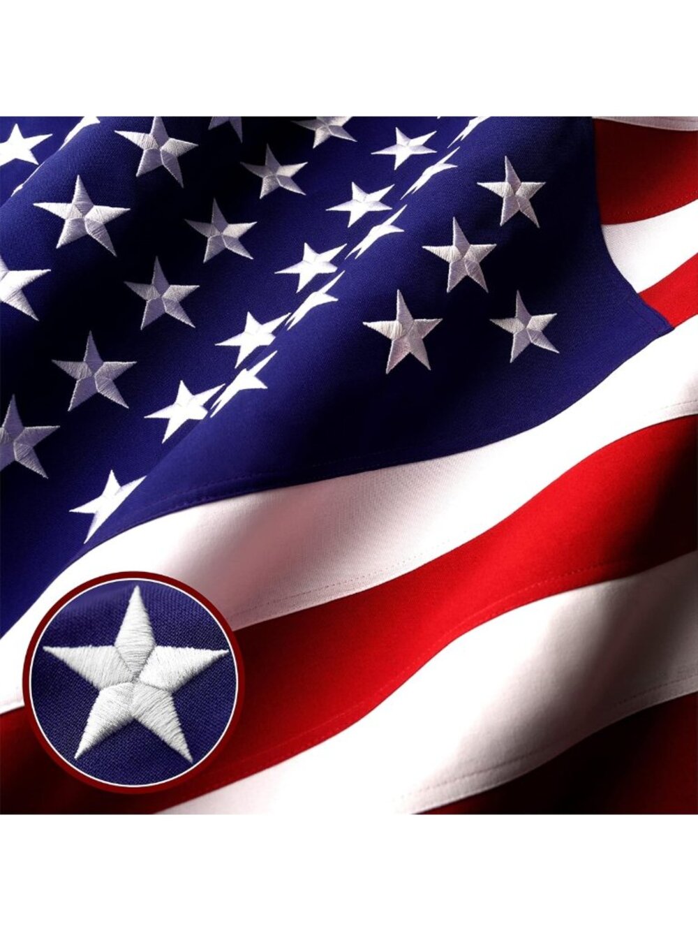Deluxe 6x10 Ft Outdoor American Flag - TearProof, Embroidered Stars, Sewn